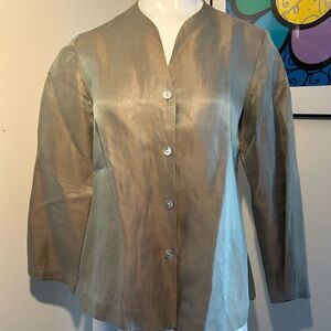Sigrid Olsen Linen and Silk Shirt Jacket Size Petite M